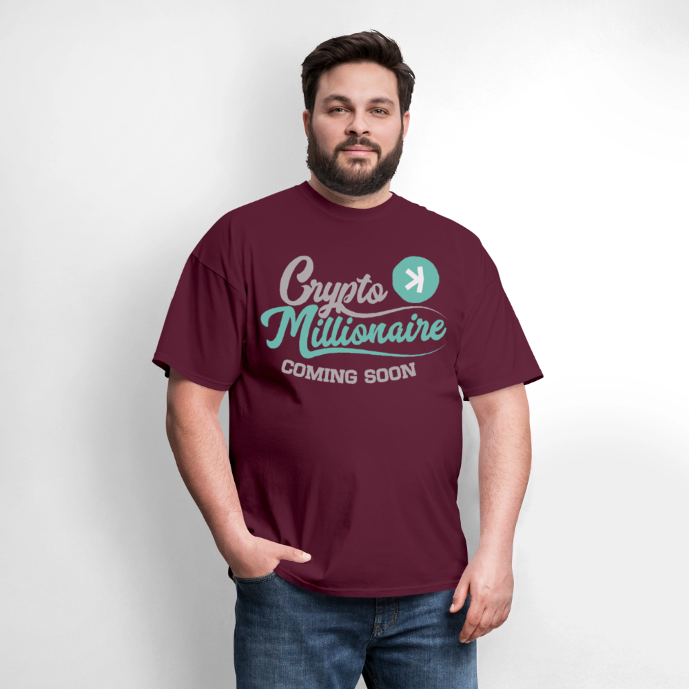 Crypto Millionaire Coming Soon Kaspa Logo - burgundy