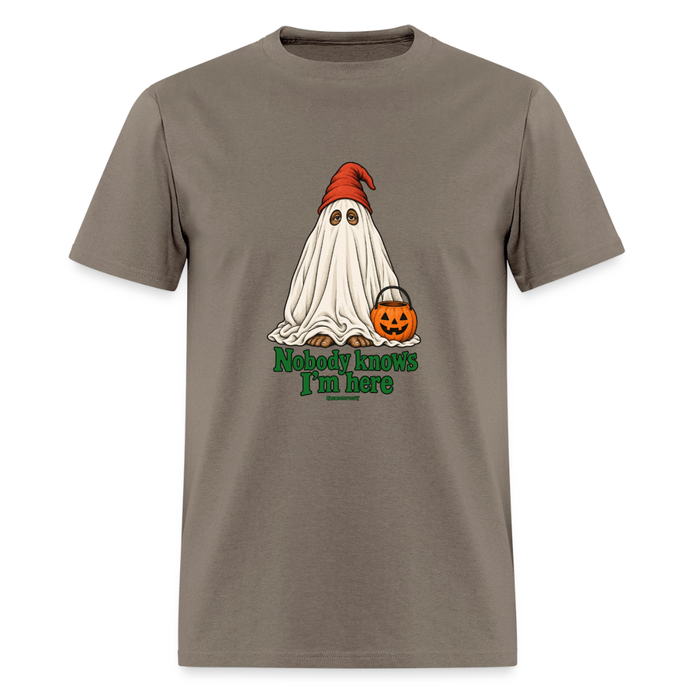 Nobody Knows I’m Here Ghost Gnomefoot Men's T-Shirt - safari