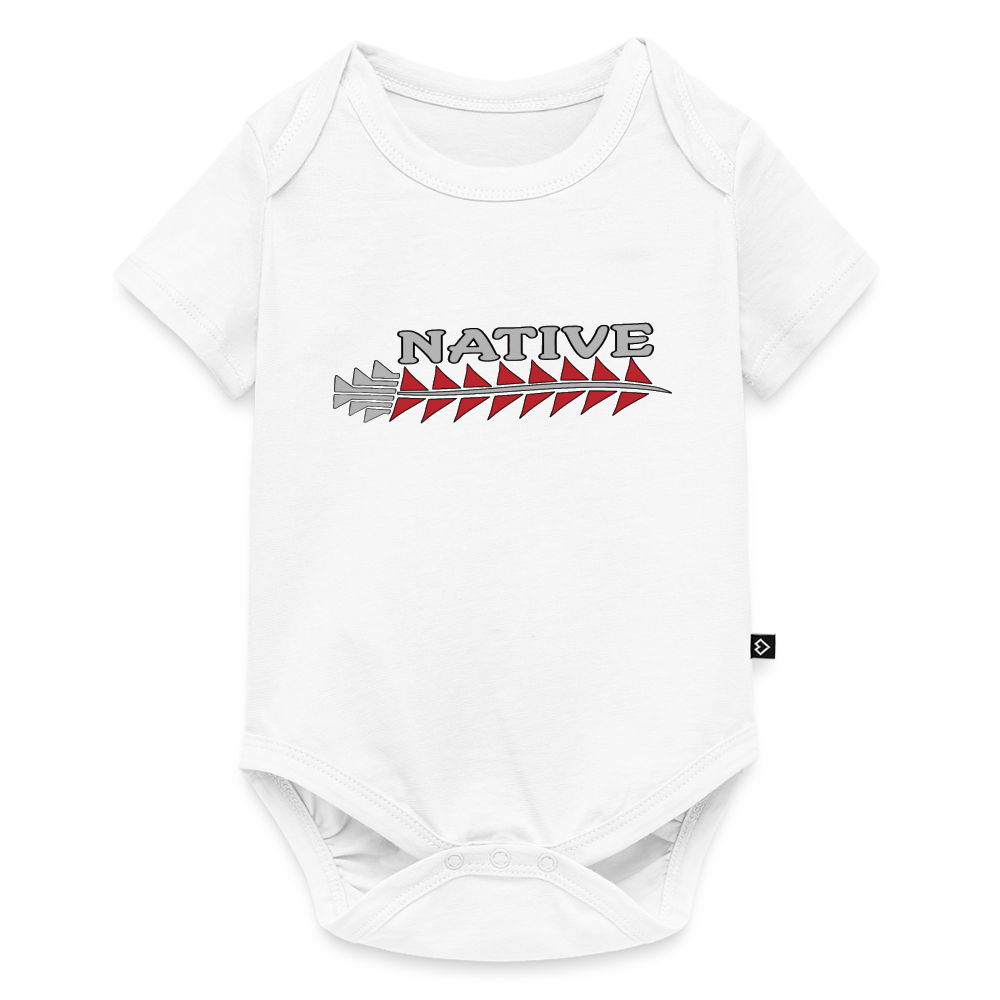 Native Sturgeon Horizontal Organic Short Sleeve Baby Bodysuit - white