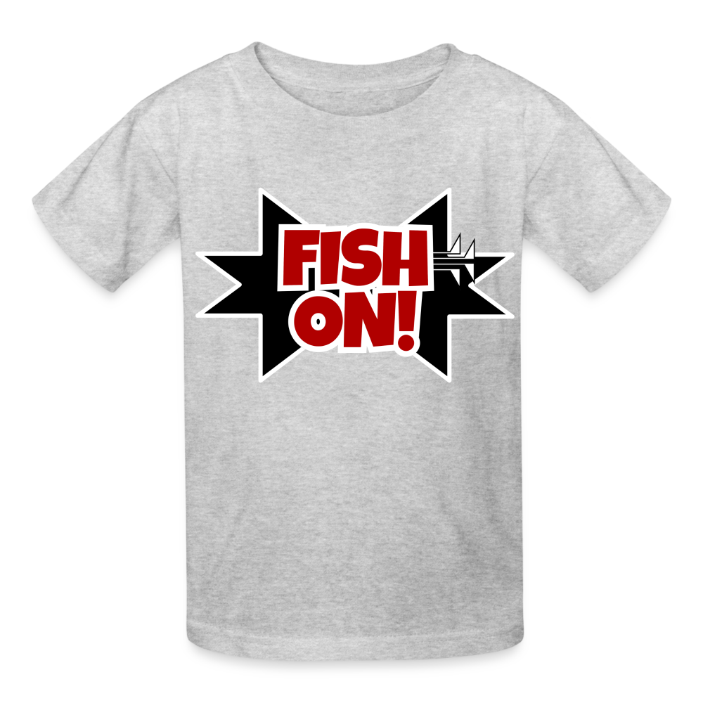 FISH ON! Hanes Youth Tagless T-Shirt - heather gray