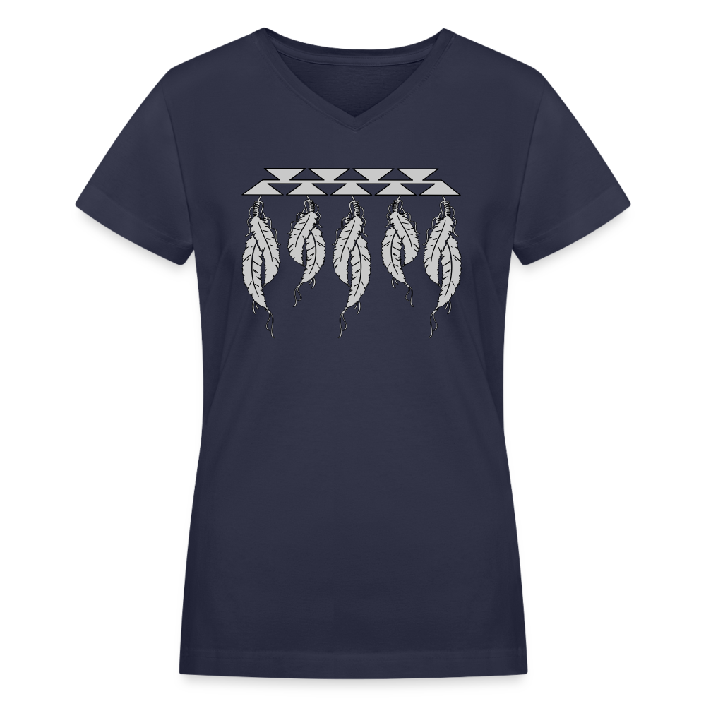 Feathers Women's V-Neck T-Shirt - navy