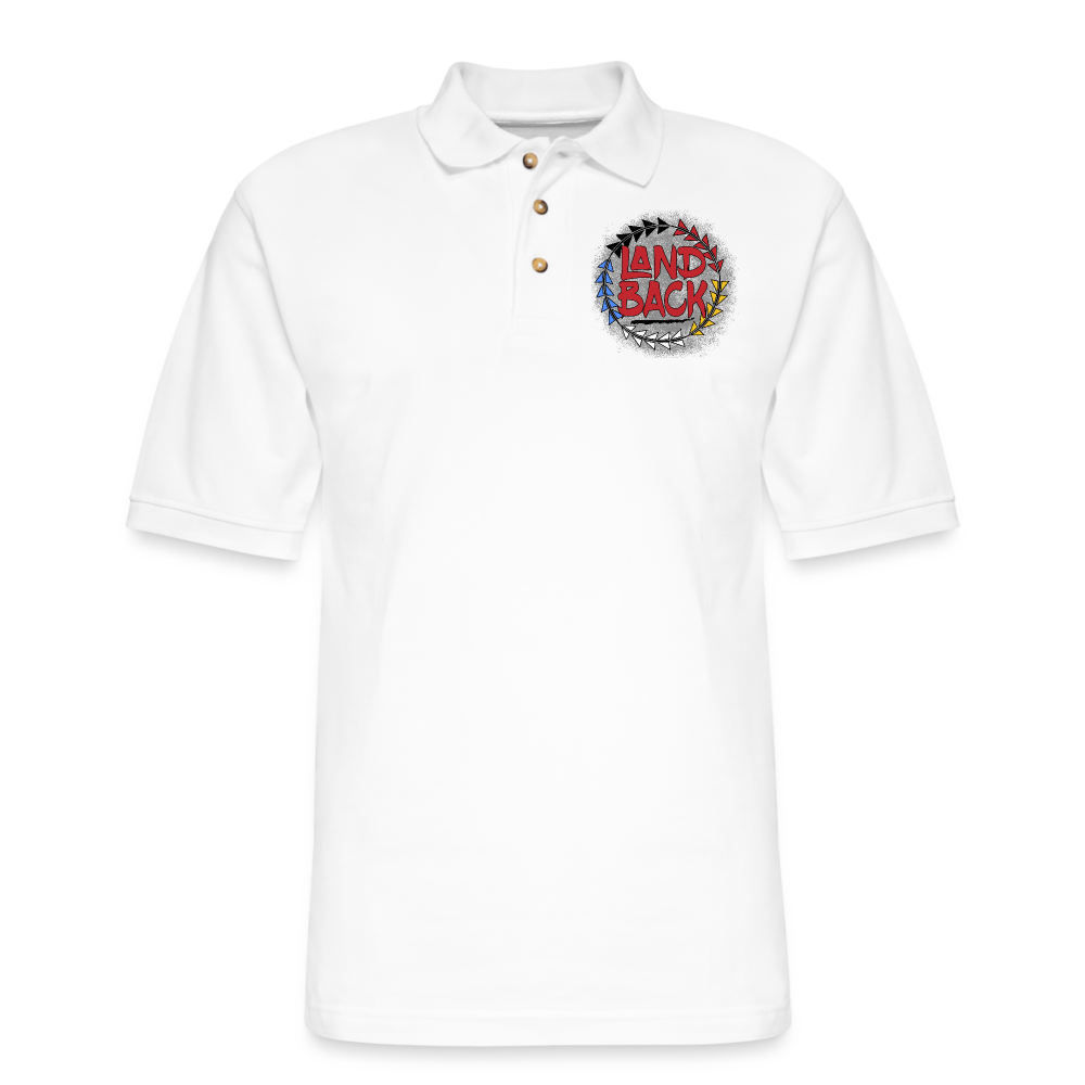 Land Back Men's Pique Polo Shirt - white