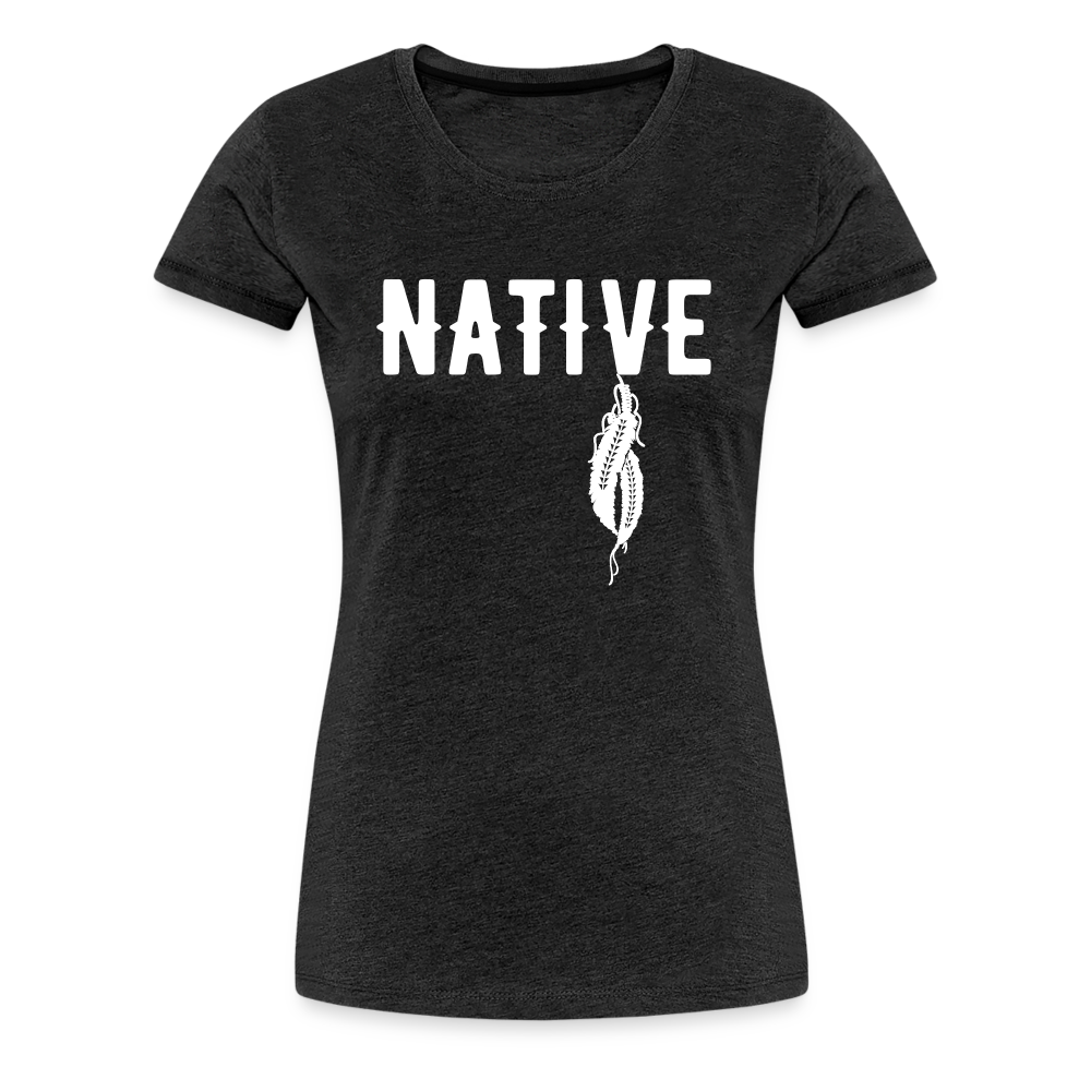 Native Feathers Women’s Premium T-Shirt - charcoal grey