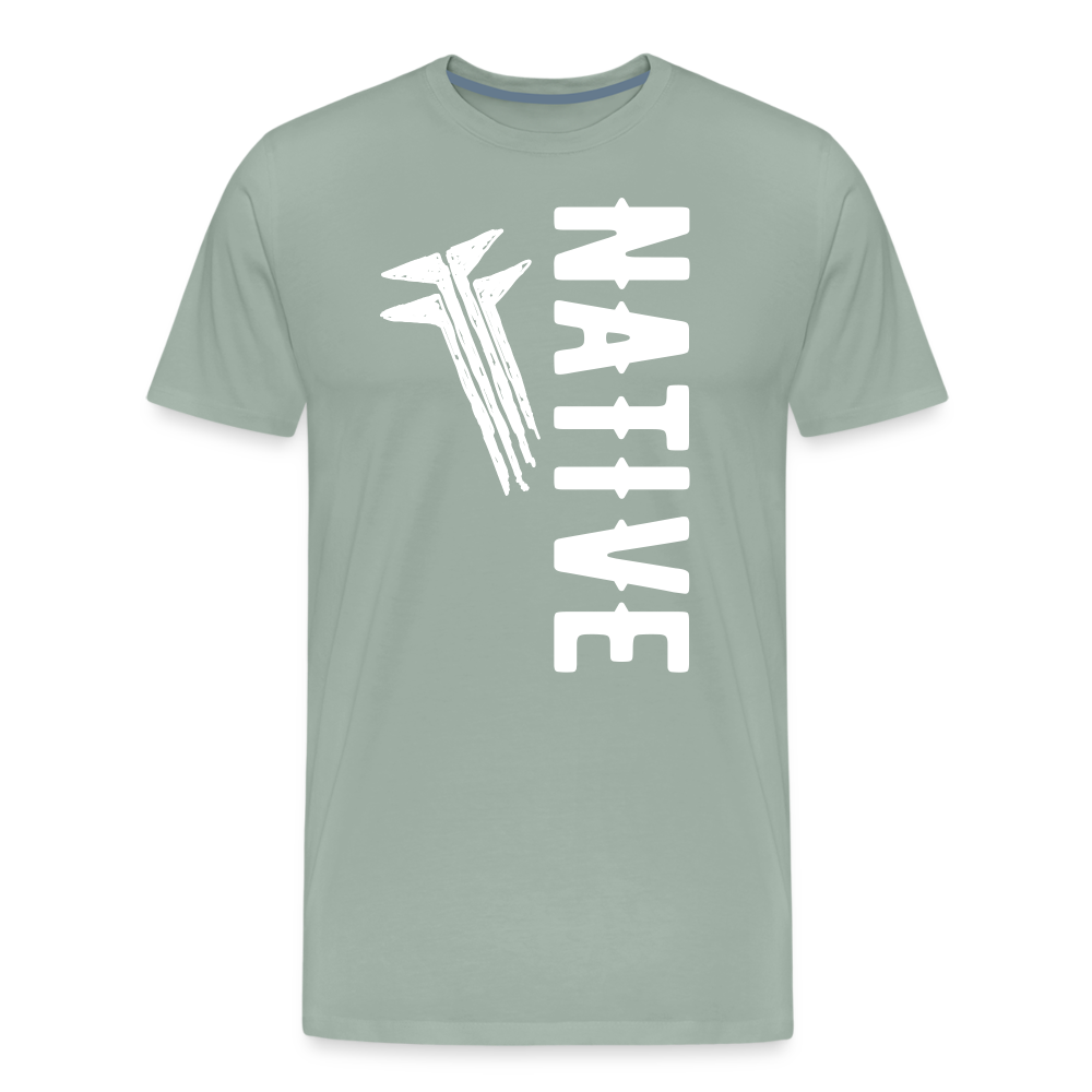 Native Frogs Slanted Men's Premium T-Shirt - steel green