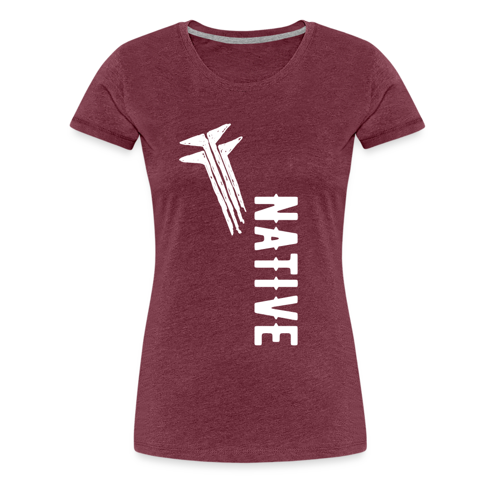Native Frogs Slanted Women’s Premium T-Shirt - heather burgundy