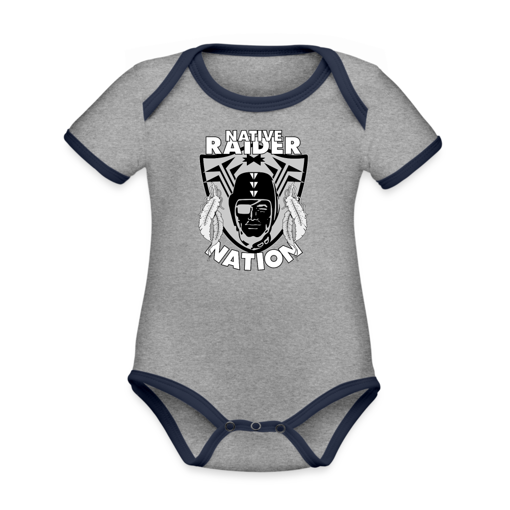 Native Raider Short Sleeve Baby Bodysuit - heather gray/navy