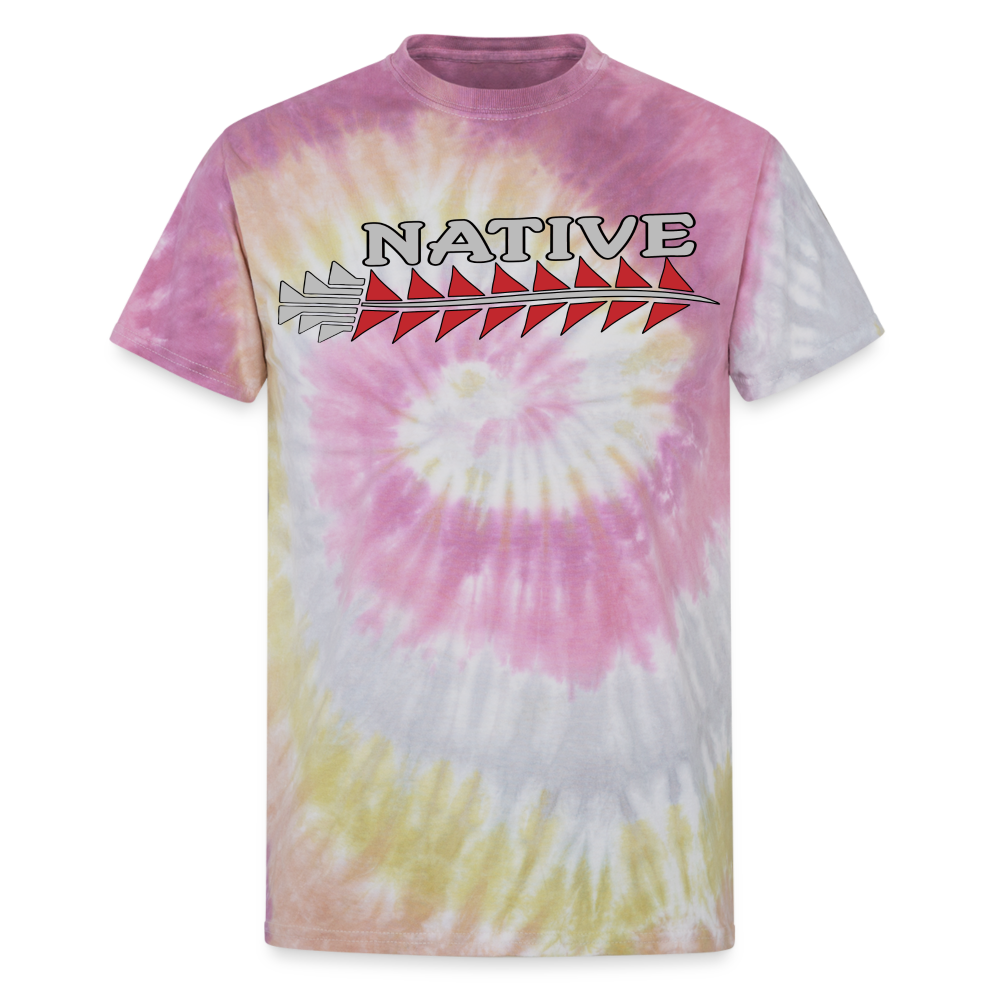 Native Sturgeon Horizontal Unisex Tie Dye T-Shirt - Desert Rose