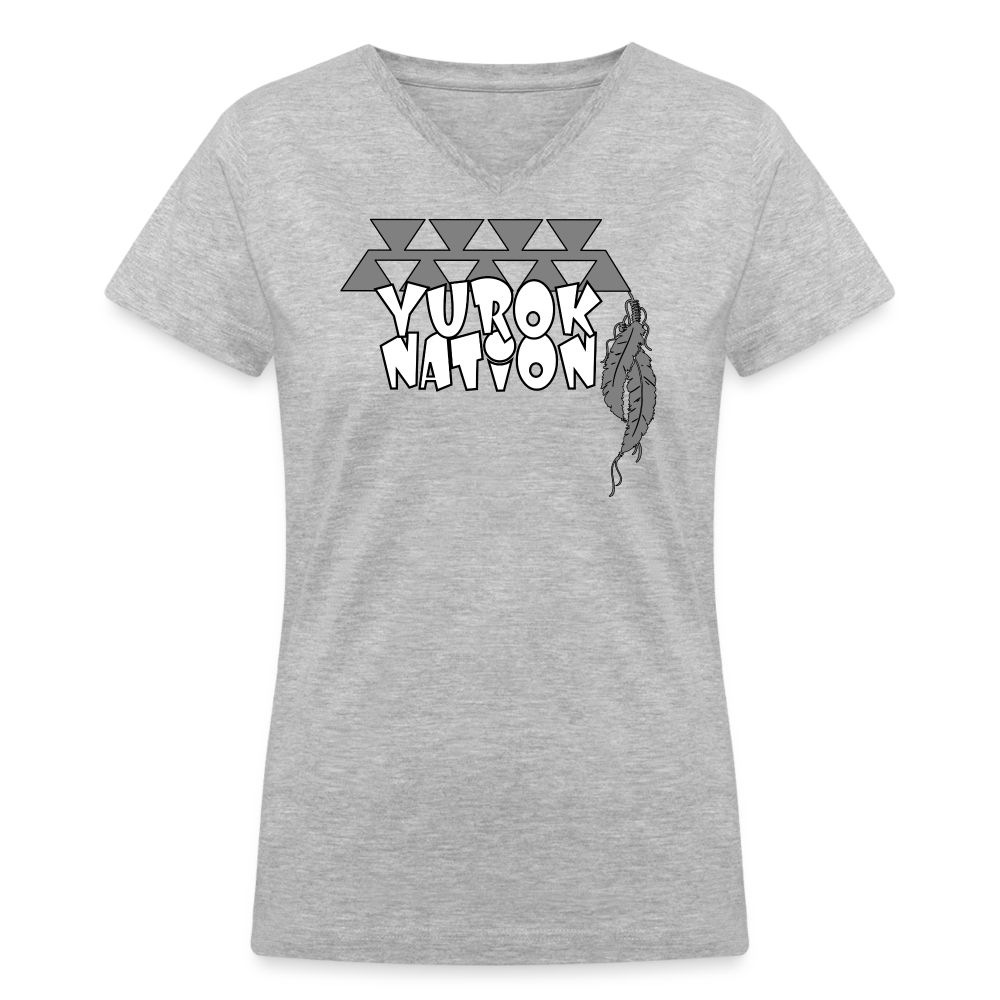 Yurok Nation LR Women's Vneck T-Shirt - gray