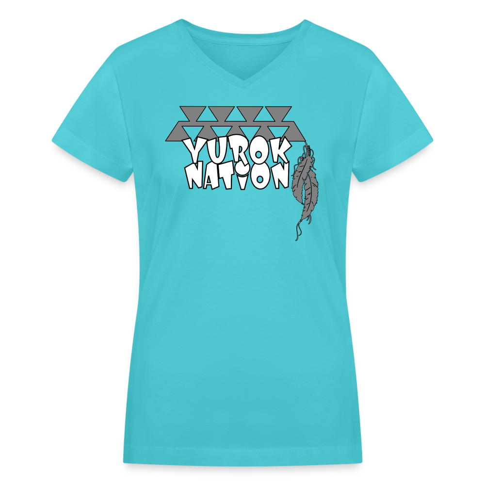 Yurok Nation LR Women's Vneck T-Shirt - aqua