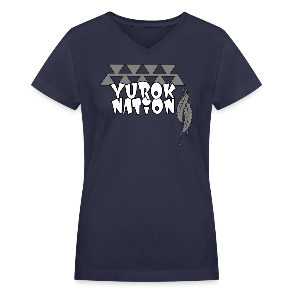 Yurok Nation LR Women's Vneck T-Shirt - navy