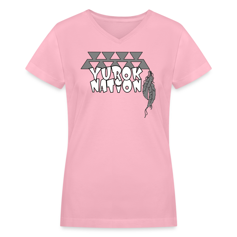 Yurok Nation LR Women's Vneck T-Shirt - pink