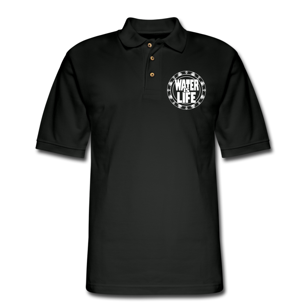 Water Is Life Men's Pique Polo Shirt - black