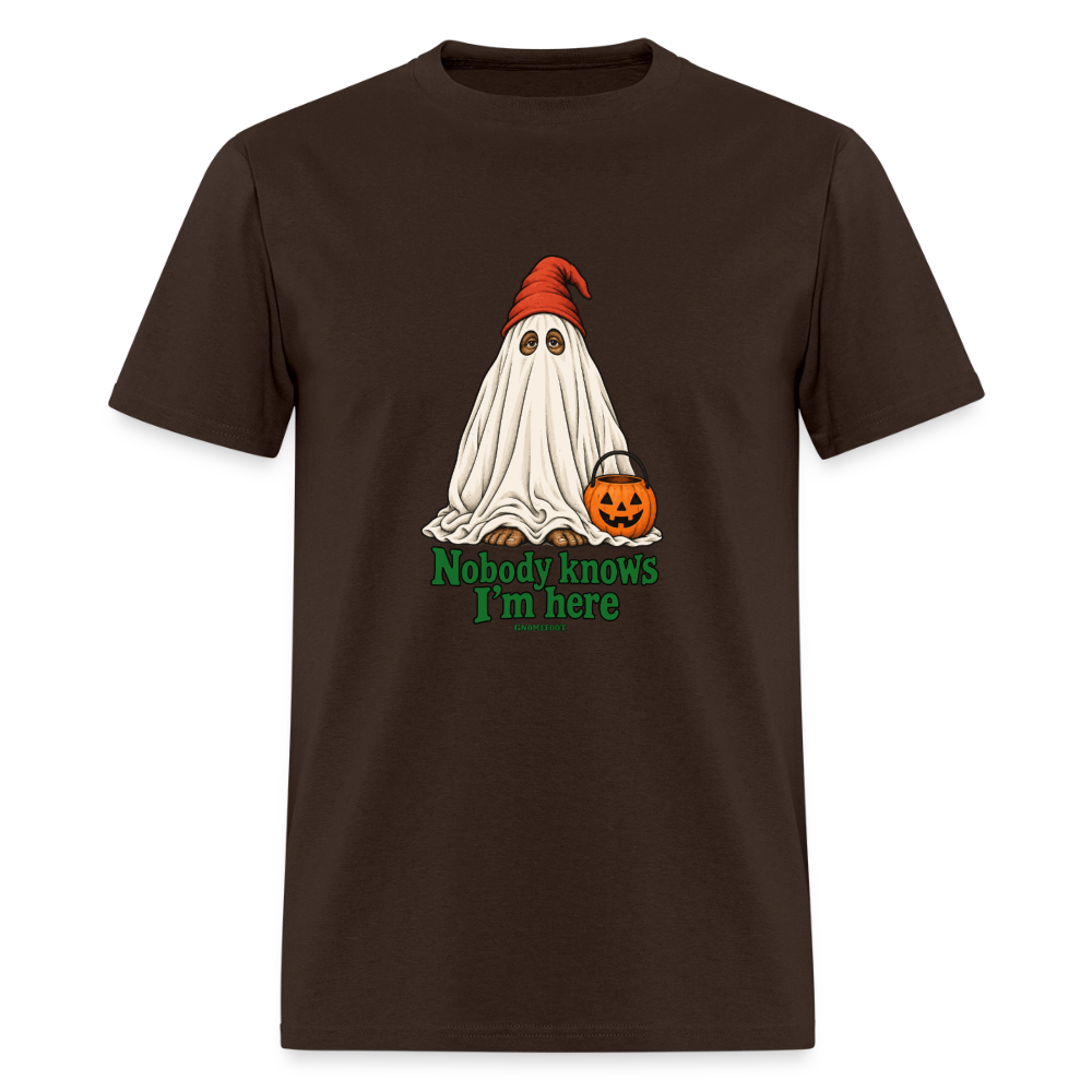 Nobody Knows I’m Here Ghost Gnomefoot Men's T-Shirt - brown