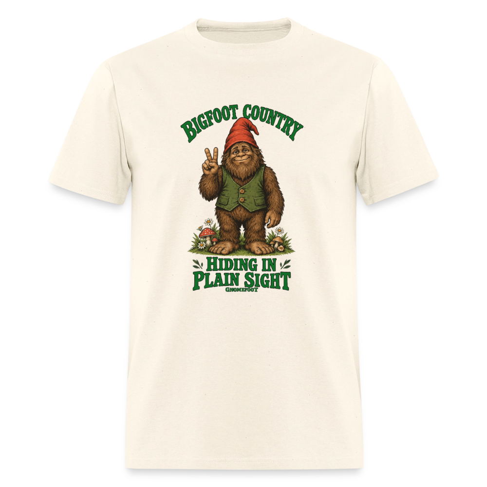 Bigfoot Country Hiding in Plain Sight Gnomefoot Men's T-Shirt - sweet cream heather