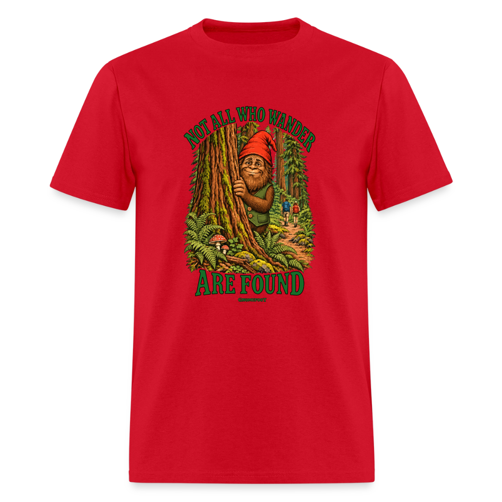 Not All Who Wander Are Found Gnomefoot Men's T-Shirt - red