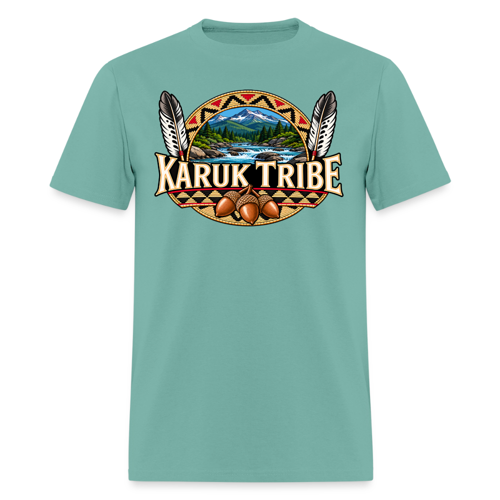 Karuk Tribe Acorn Design Men's T-Shirt - aquatic