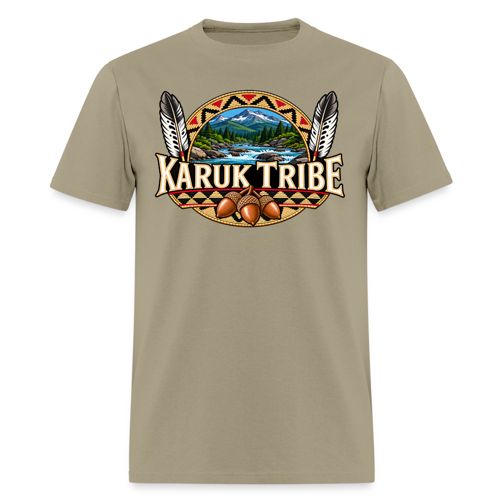 Karuk Tribe Acorn Design Men's T-Shirt - khaki