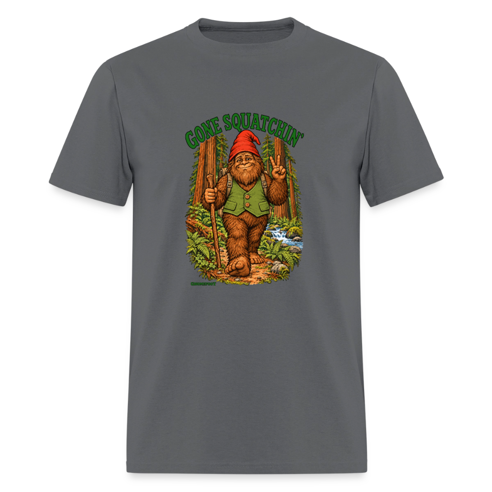 Gone Squatchin Gnomefoot Men's T-Shirt - charcoal