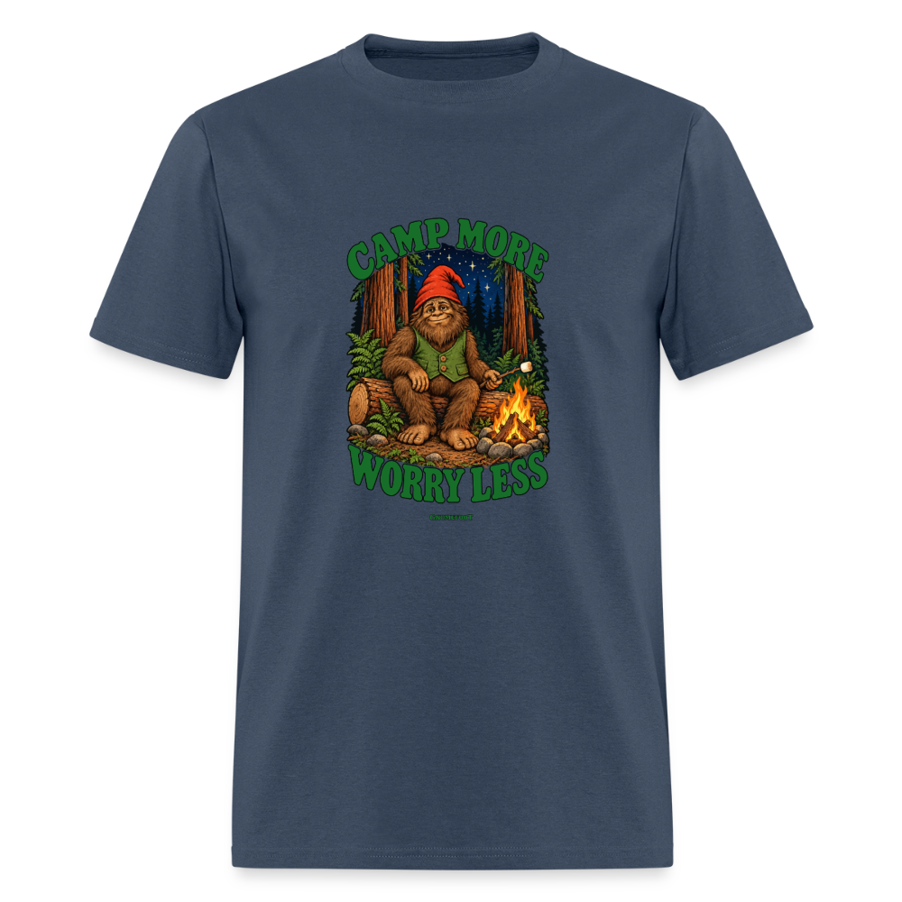 Camp More Worry Less Gnomefoot Men's T-Shirt -  blue dusk