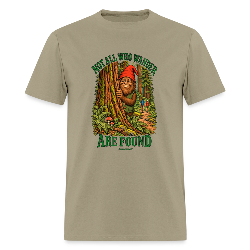 Not All Who Wander Are Found Gnomefoot Men's T-Shirt - khaki