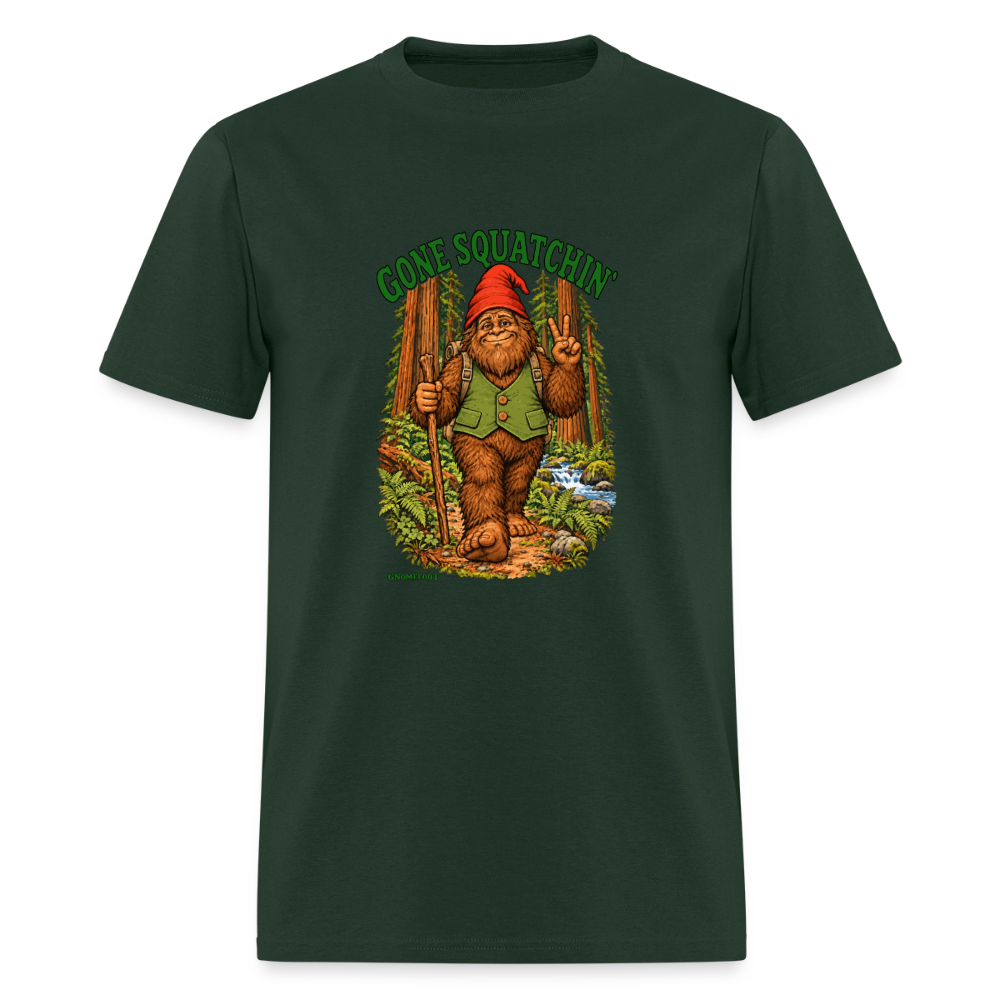 Gone Squatchin Gnomefoot Men's T-Shirt - forest green
