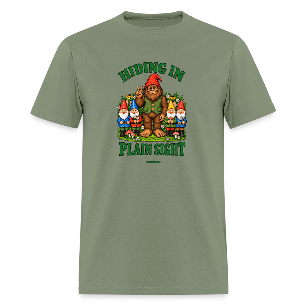 Hiding In Plain Sight Gnomefoot Men's T-Shirt - military green