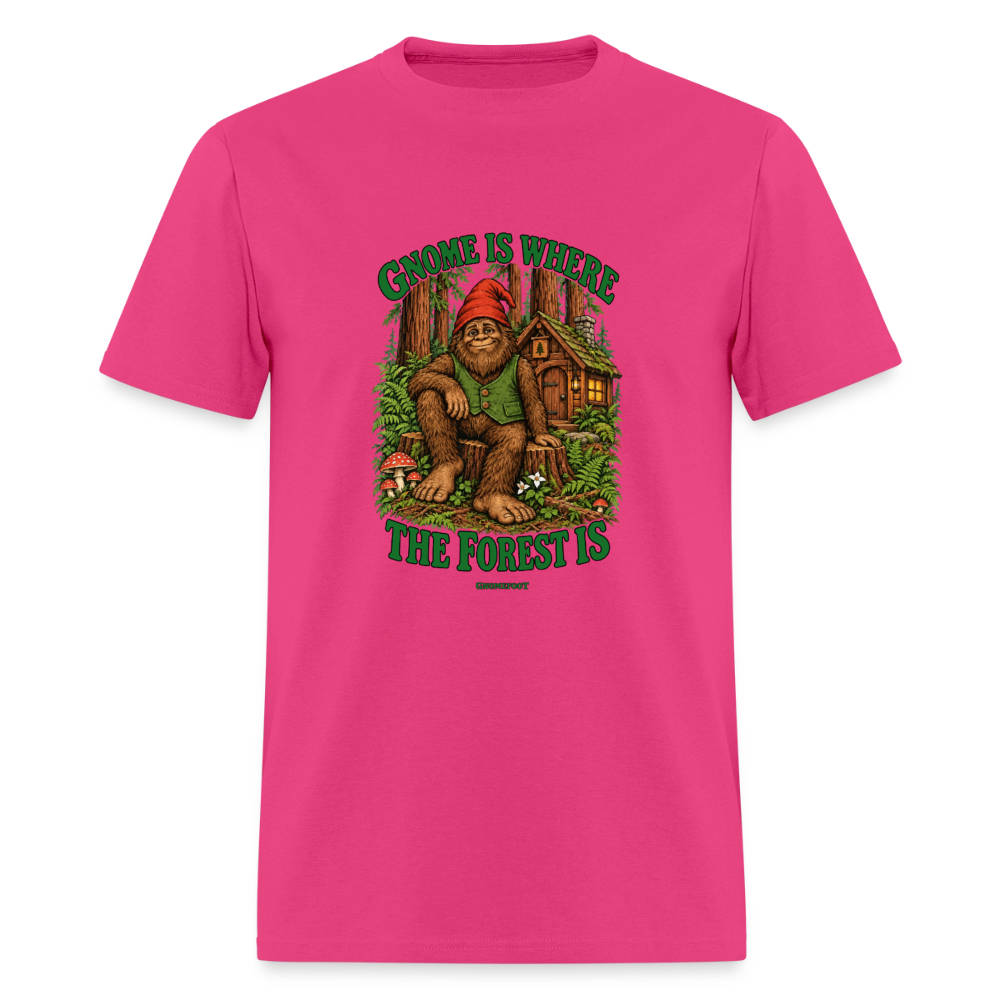 Gnome Is Where The Forest Is Gnomefoot Men's T-Shirt - fuchsia