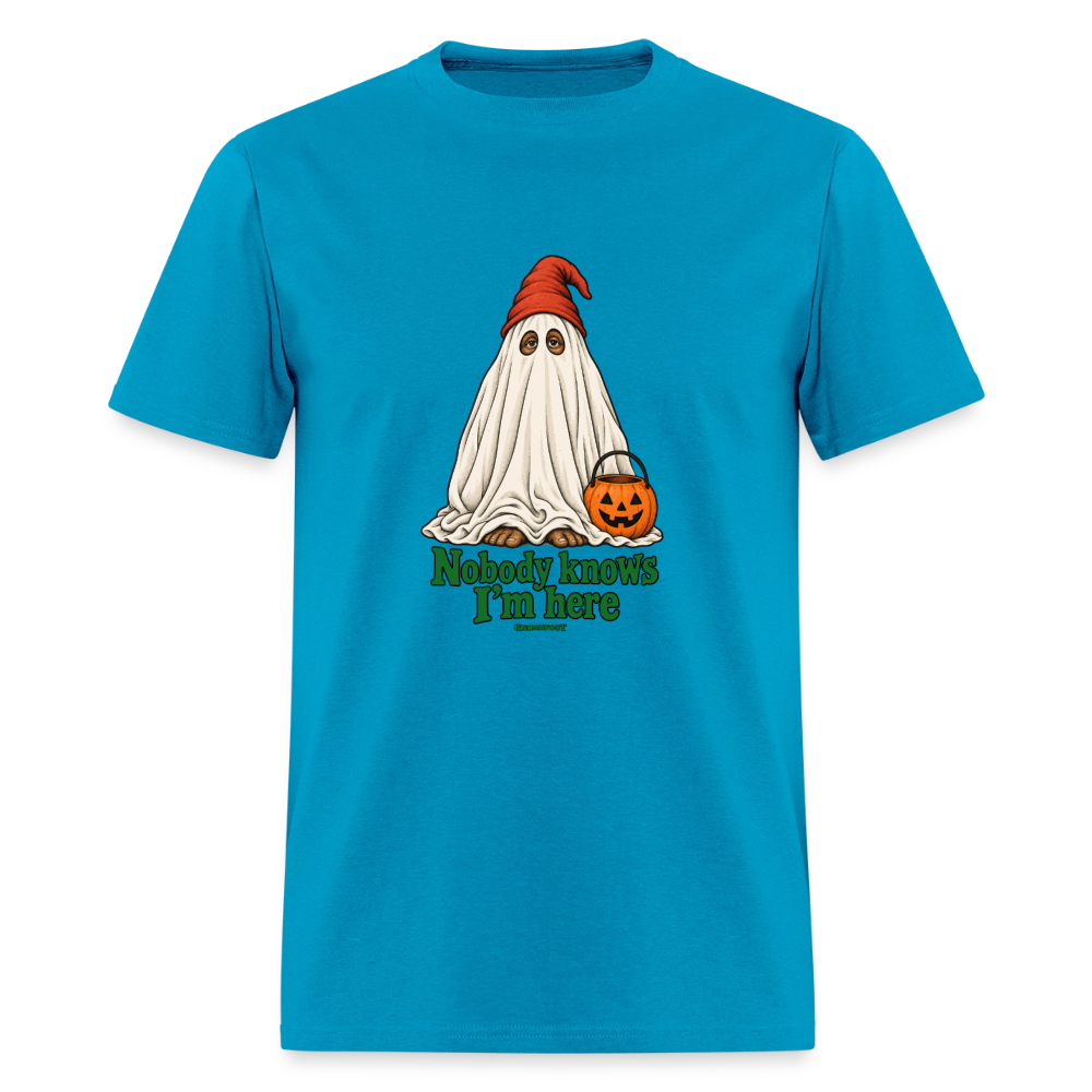 Nobody Knows I’m Here Ghost Gnomefoot Men's T-Shirt - turquoise