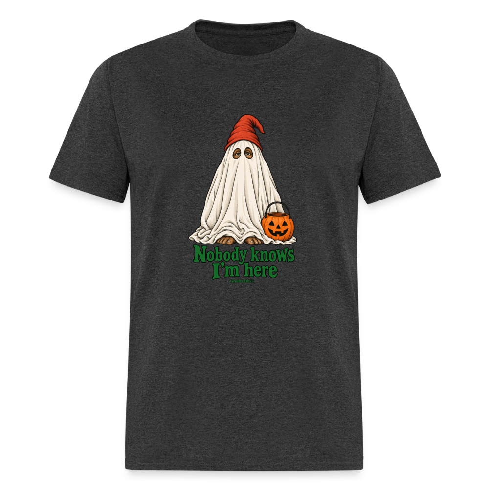 Nobody Knows I’m Here Ghost Gnomefoot Men's T-Shirt - heather black
