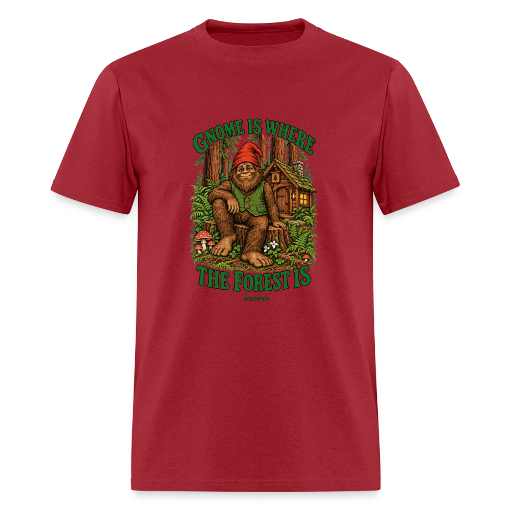 Gnome Is Where The Forest Is Gnomefoot Men's T-Shirt - true red