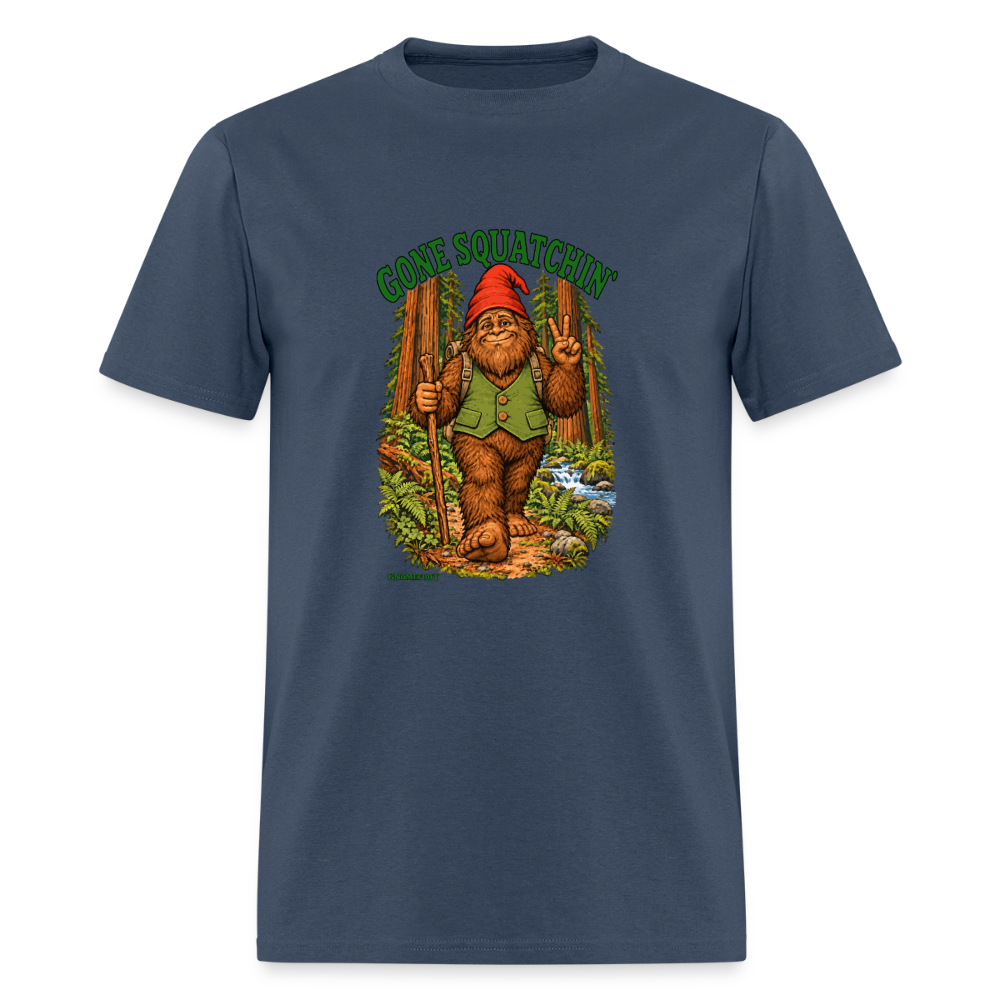 Gone Squatchin Gnomefoot Men's T-Shirt -  blue dusk