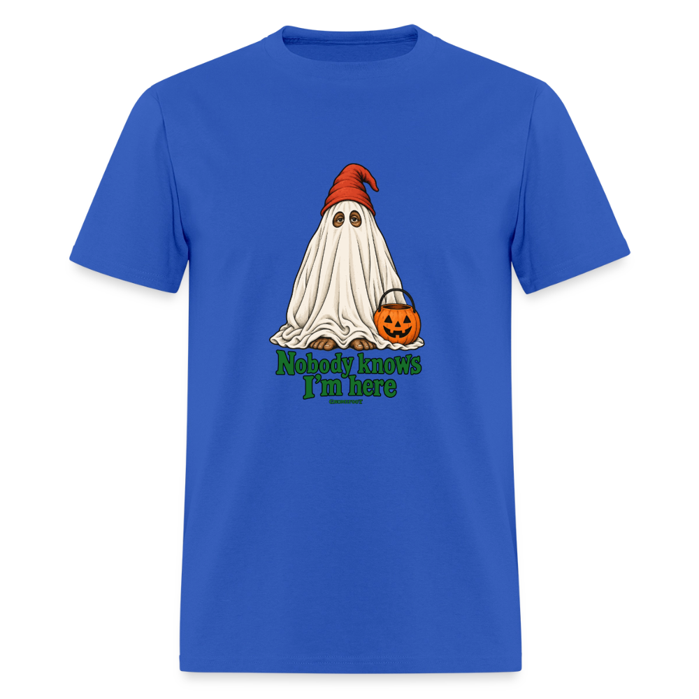 Nobody Knows I’m Here Ghost Gnomefoot Men's T-Shirt - royal blue