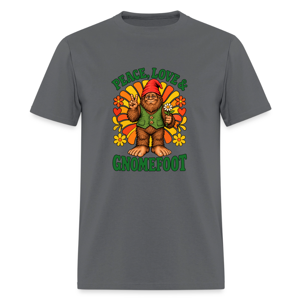 Peace Love and Gnomefoot Men's T-Shirt - charcoal