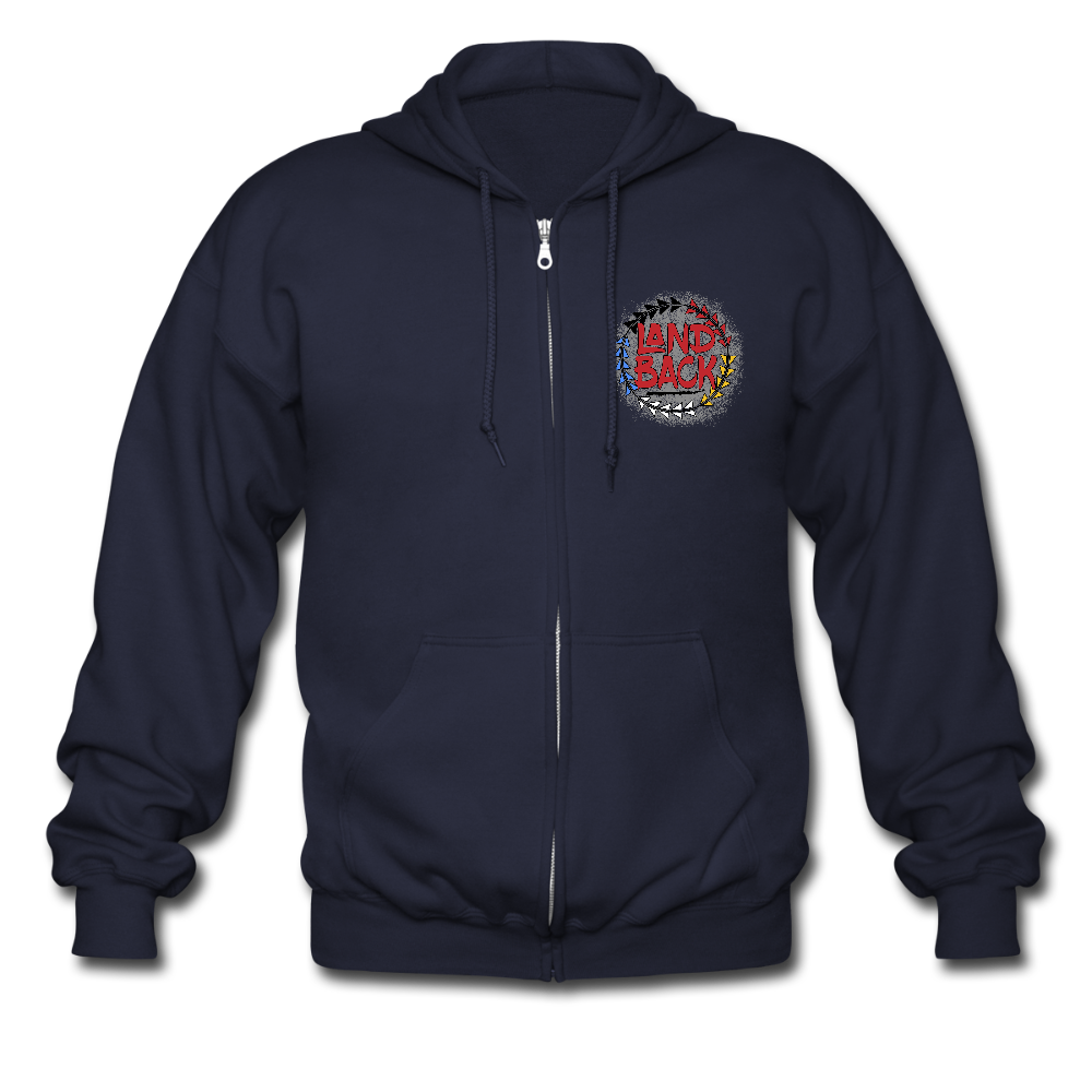 Land Back Zip Hoodie - navy