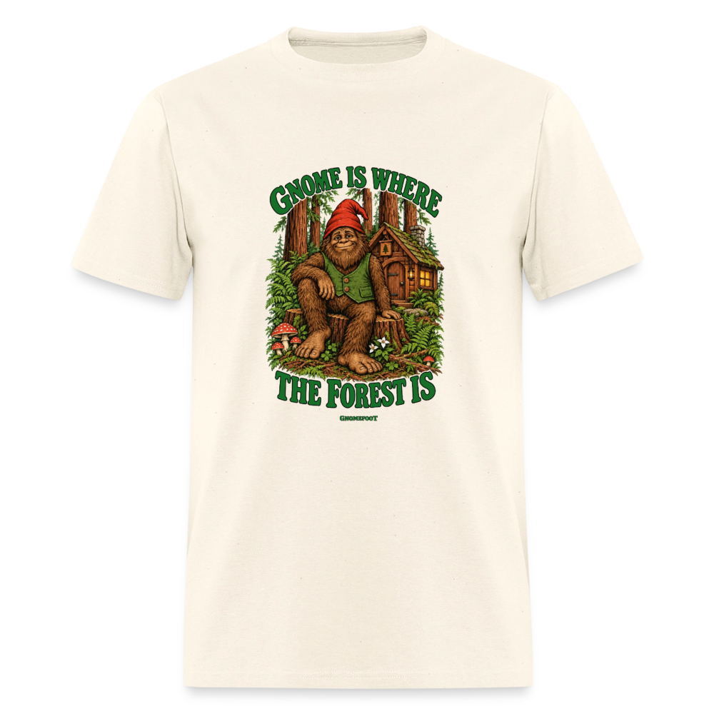 Gnome Is Where The Forest Is Gnomefoot Men's T-Shirt - sweet cream heather