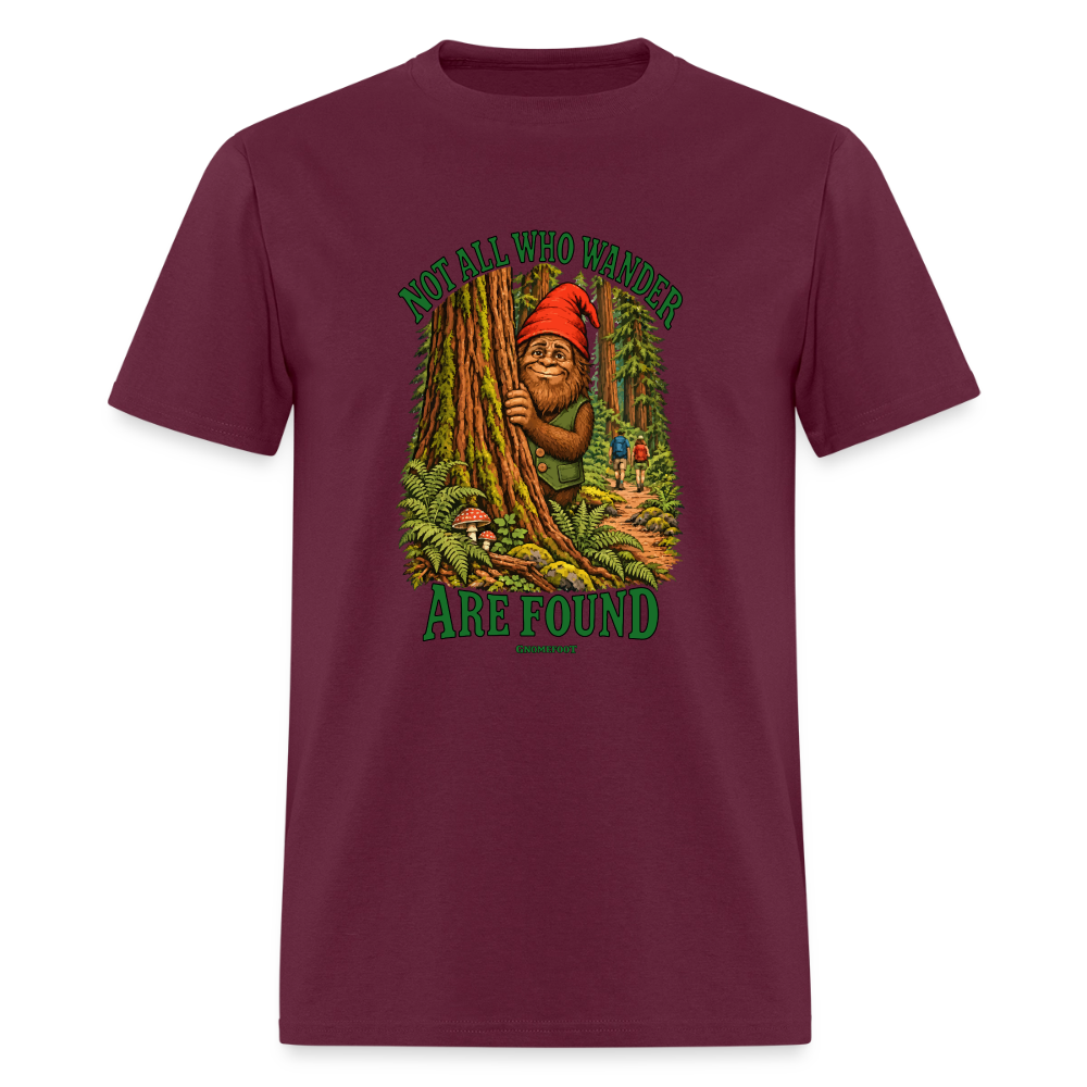 Not All Who Wander Are Found Gnomefoot Men's T-Shirt - burgundy