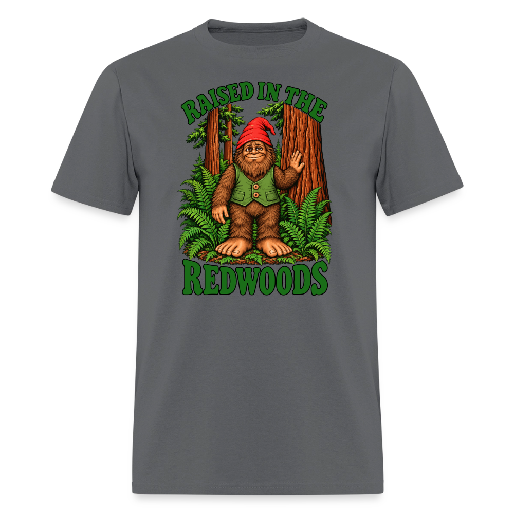 Gnomefoot Raised in the Redwoods Men's T-Shirt - charcoal
