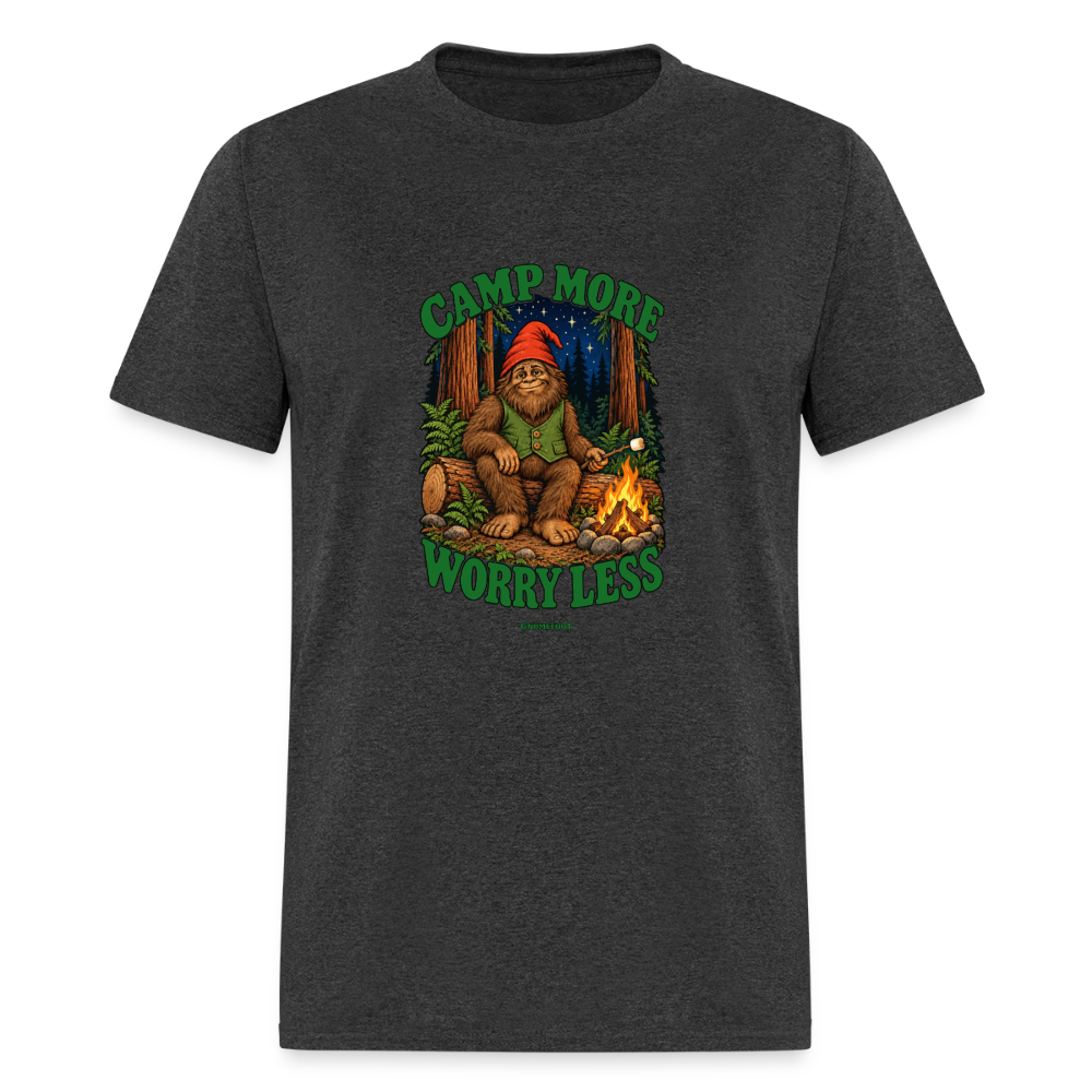 Camp More Worry Less Gnomefoot Men's T-Shirt - heather black