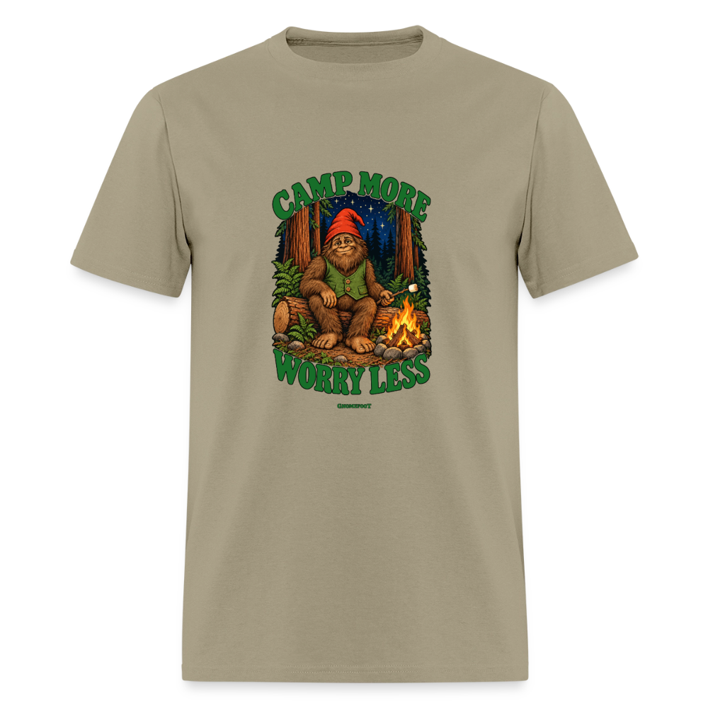 Camp More Worry Less Gnomefoot Men's T-Shirt - khaki