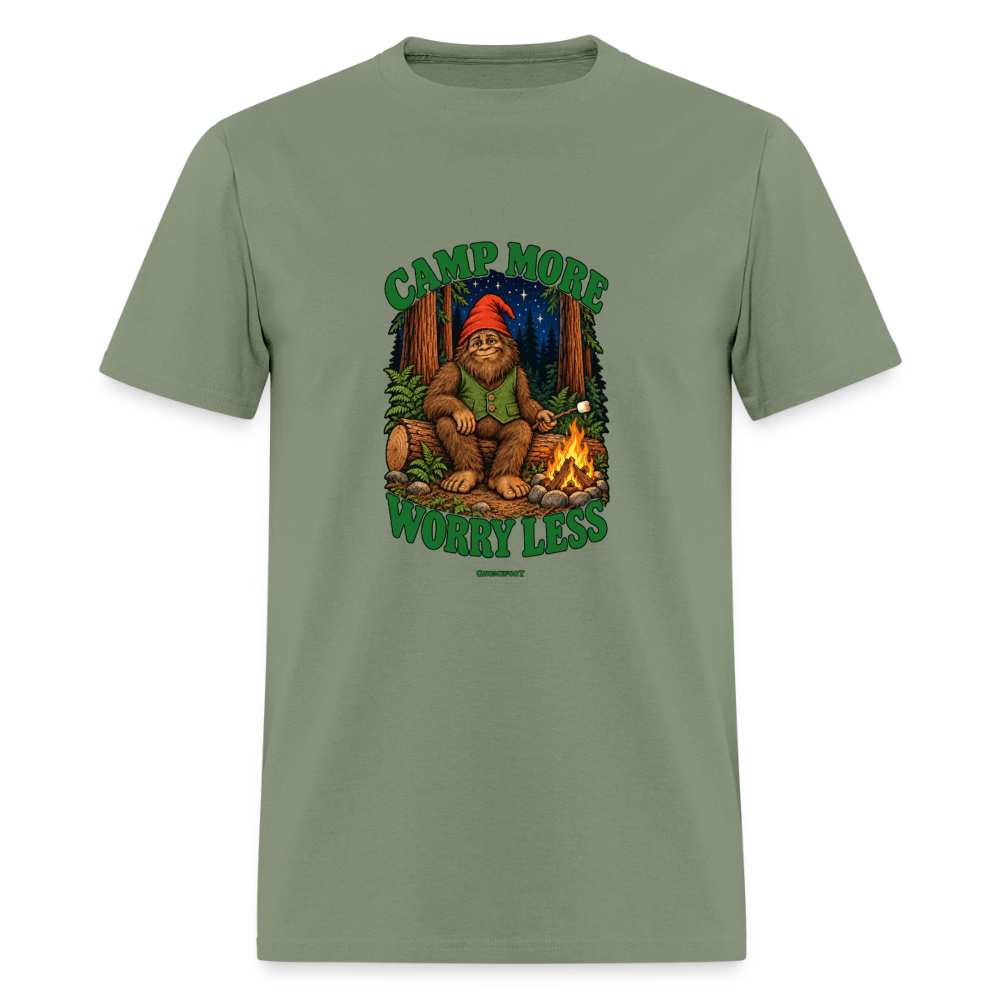 Camp More Worry Less Gnomefoot Men's T-Shirt - military green