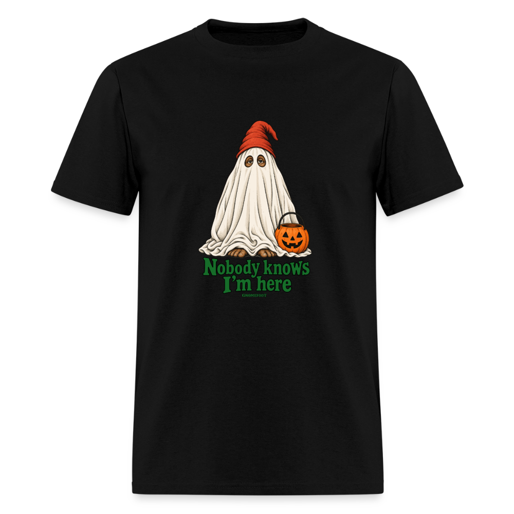 Nobody Knows I’m Here Ghost Gnomefoot Men's T-Shirt - black