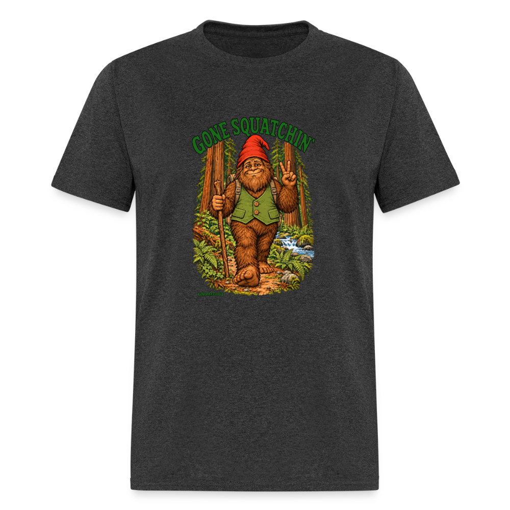 Gone Squatchin Gnomefoot Men's T-Shirt - heather black