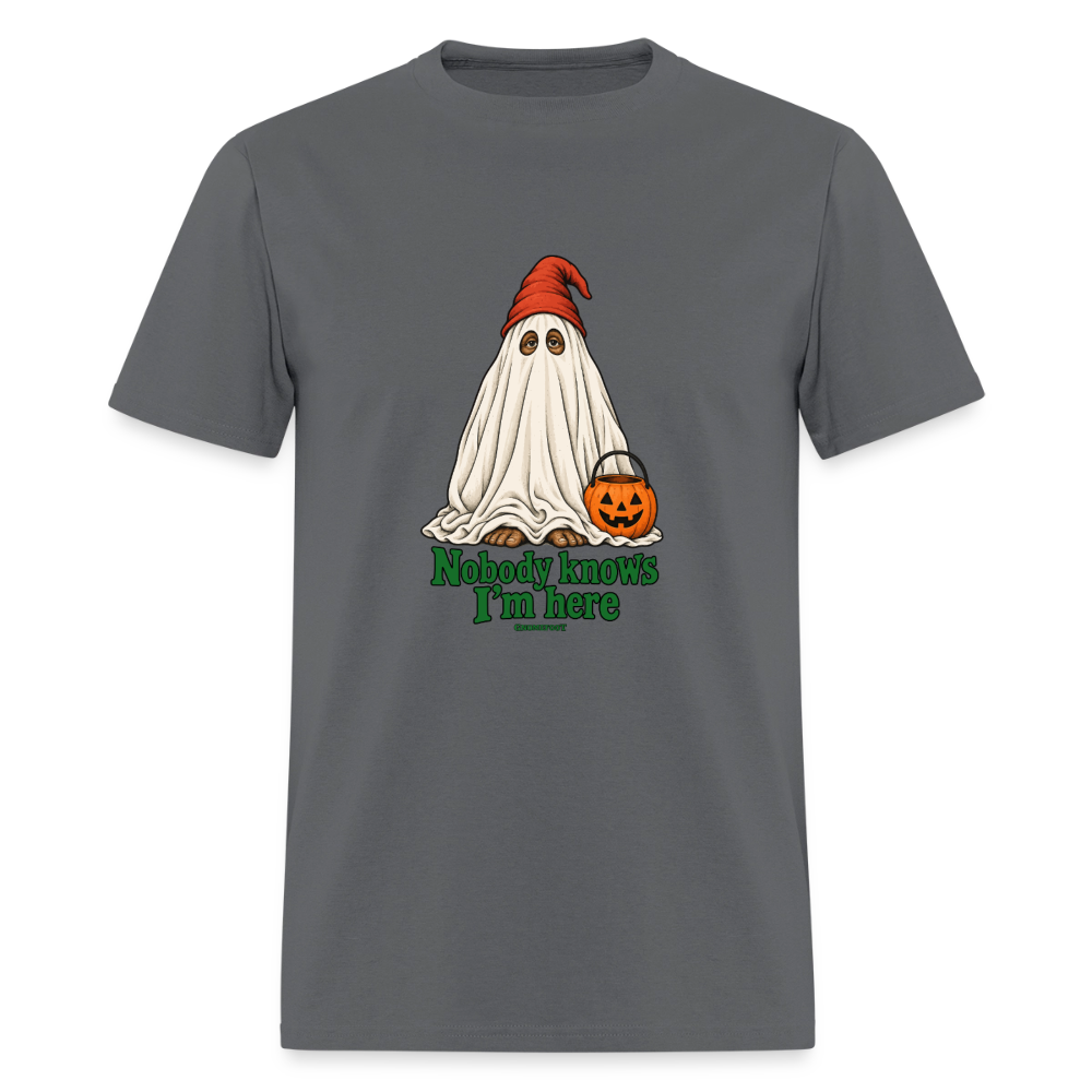Nobody Knows I’m Here Ghost Gnomefoot Men's T-Shirt - charcoal