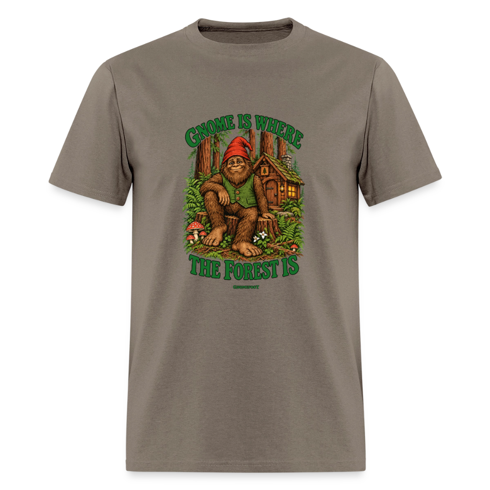 Gnome Is Where The Forest Is Gnomefoot Men's T-Shirt - safari