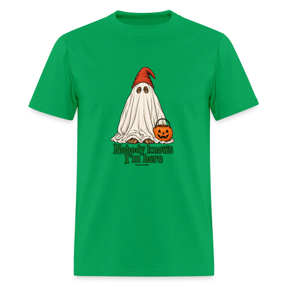 Nobody Knows I’m Here Ghost Gnomefoot Men's T-Shirt - bright green