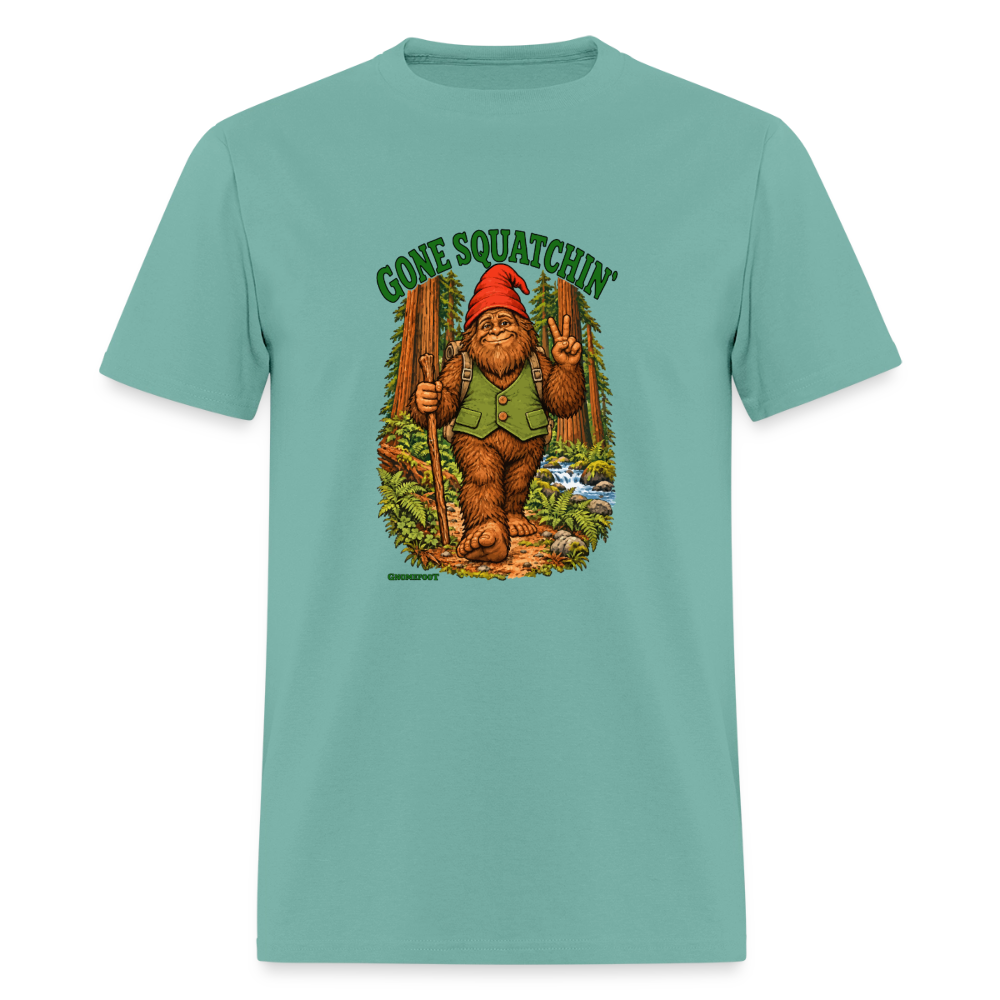 Gone Squatchin Gnomefoot Men's T-Shirt - aquatic