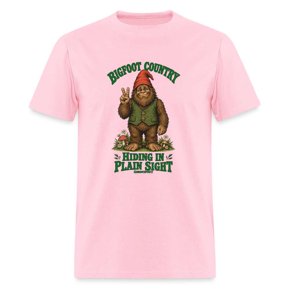 Bigfoot Country Hiding in Plain Sight Gnomefoot Men's T-Shirt - pink