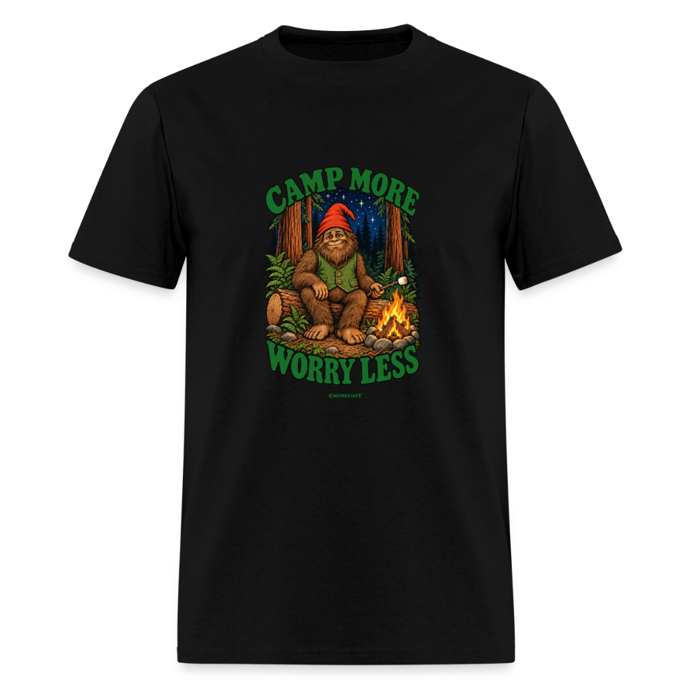 Camp More Worry Less Gnomefoot Men's T-Shirt - black
