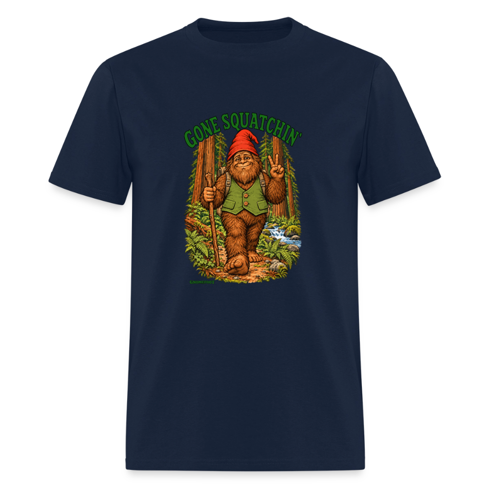 Gone Squatchin Gnomefoot Men's T-Shirt - navy