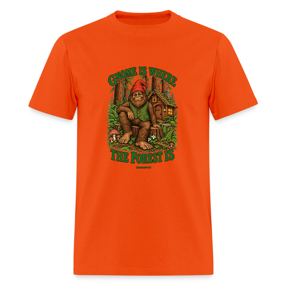 Gnome Is Where The Forest Is Gnomefoot Men's T-Shirt - orange